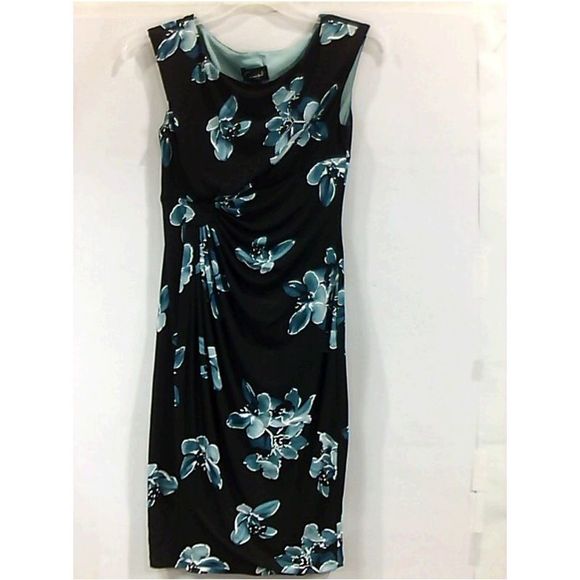 Conneted Apparel Womens MOCK WRAP DRESS Regular Fit, Black/mallard, Size 6 - Picture 1 of 5